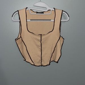 Coffee Tank With Brown Trim Detail